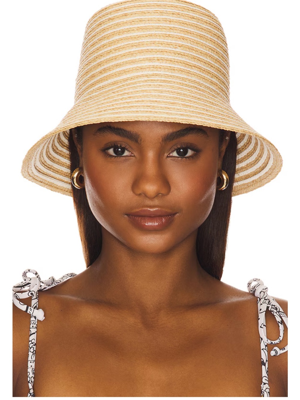 Lack Of Color Two-Tone Straw Bucket Hat - Natural/White